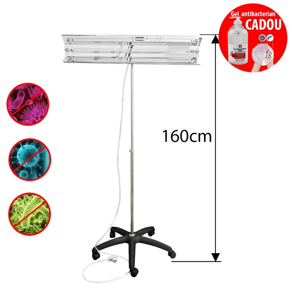 Lampa bactericida uvc 30w, orientabila, portabila cu stativ telescopic, sterilizare 30 mp, reflector