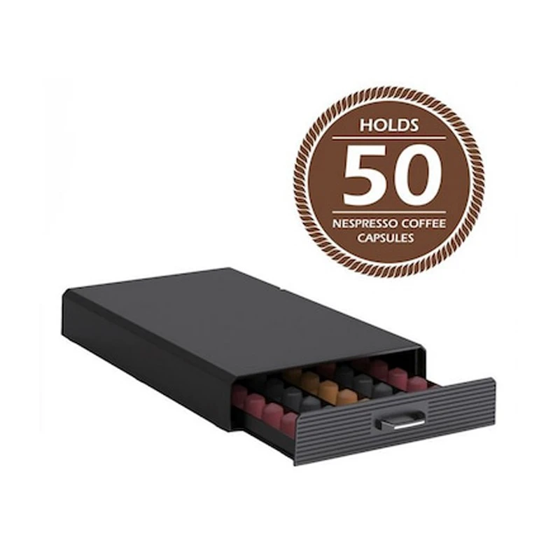 Sertar organizator pentru 50 capsule cafea nespresso, negru, 33x23x5.5 cm