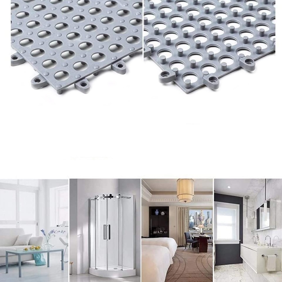 10 bucati covor antiderapant baie cu drenaj, tip puzzle, 30x30 cm