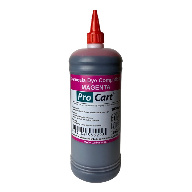 Cerneala dye compatibila epson l, flacon 1000 ml, magenta