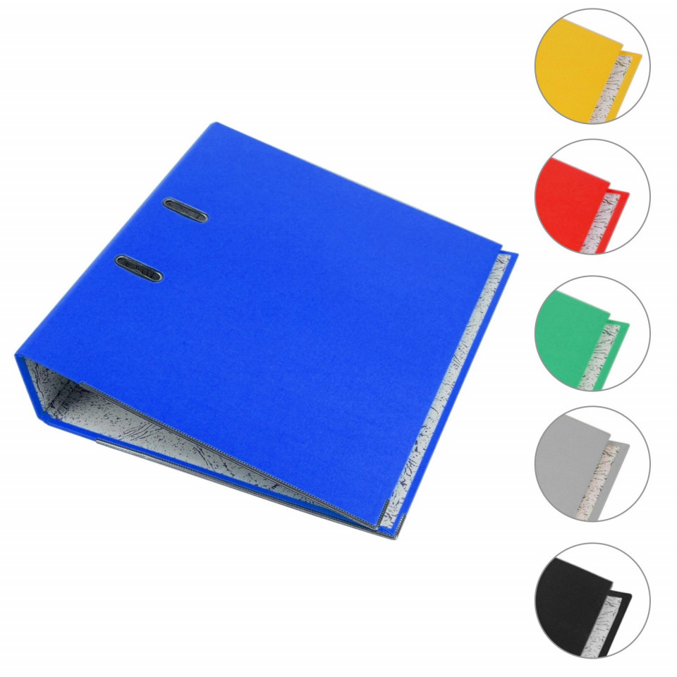 Biblioraft arhivare documente, format a4, cotor 7.5 cm, bordura metalica, diverse culori culoare negru
