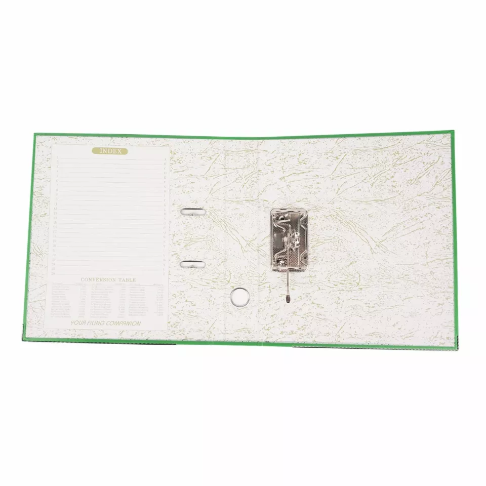 Biblioraft plastifiat, a4, latime cotor 5 cm, bordura metalica, diverse culori culoare verde