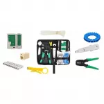 Kit instrumente de retea lan, mufe, cleste, tester cabluri, instrument sertizare, mapa depozitare
