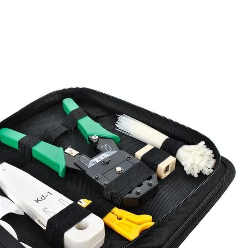 Kit instrumente de retea lan, mufe, cleste, tester cabluri, instrument sertizare, mapa depozitare