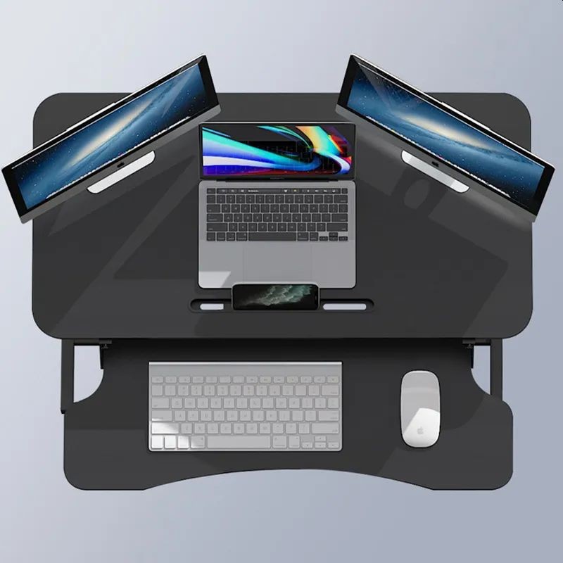 Masa ajustabila de birou sit-stand, lucru in picioare sau sezut, inaltime reglabila 14-51 cm, suport smartphone, cadru forma x