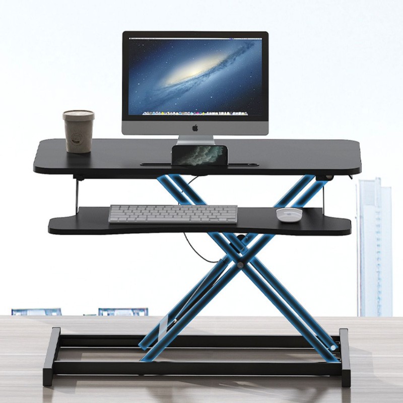 Masa ajustabila de birou sit-stand, lucru in picioare sau sezut, inaltime reglabila 14-51 cm, suport smartphone, cadru forma x