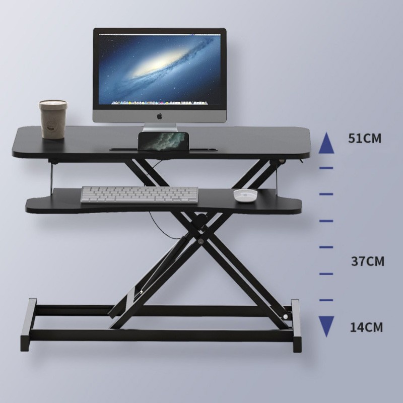 Masa ajustabila de birou sit-stand, lucru in picioare sau sezut, inaltime reglabila 14-51 cm, suport smartphone, cadru forma x