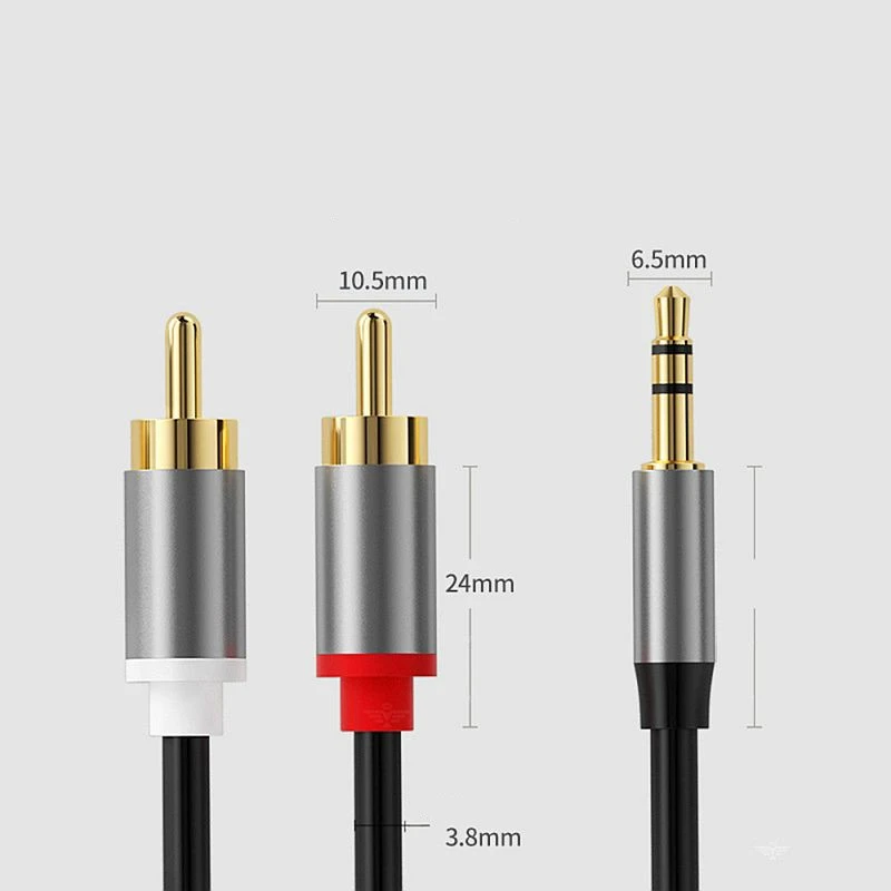 Cablu audio, mufa stereo jack 3.5 mm, 2 mufe rca, lungime 1 metru