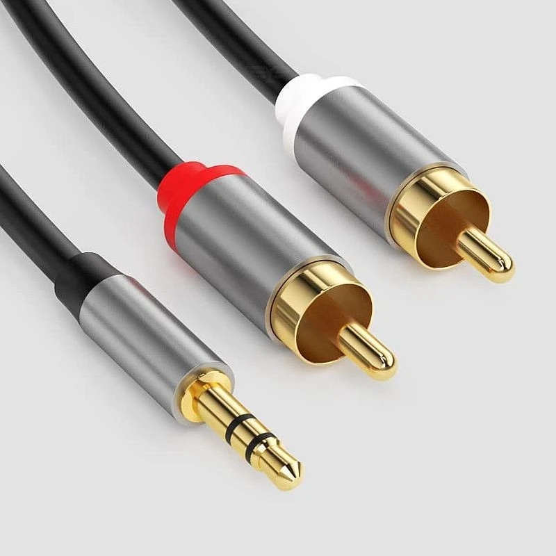 Cablu audio, mufa stereo jack 3.5 mm, 2 mufe rca, lungime 1 metru