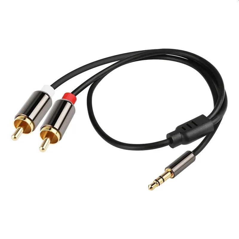Cablu audio, mufa stereo jack 3.5 mm, 2 mufe rca, lungime 1 metru