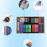 Trusa pentru pictura si desen, 180 accesorii, portabila, cutie depozitare lemn