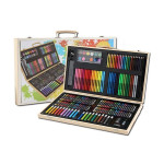 Trusa pentru pictura si desen, 180 accesorii, portabila, cutie depozitare lemn