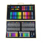 Trusa pentru pictura si desen, 180 accesorii, portabila, cutie depozitare lemn