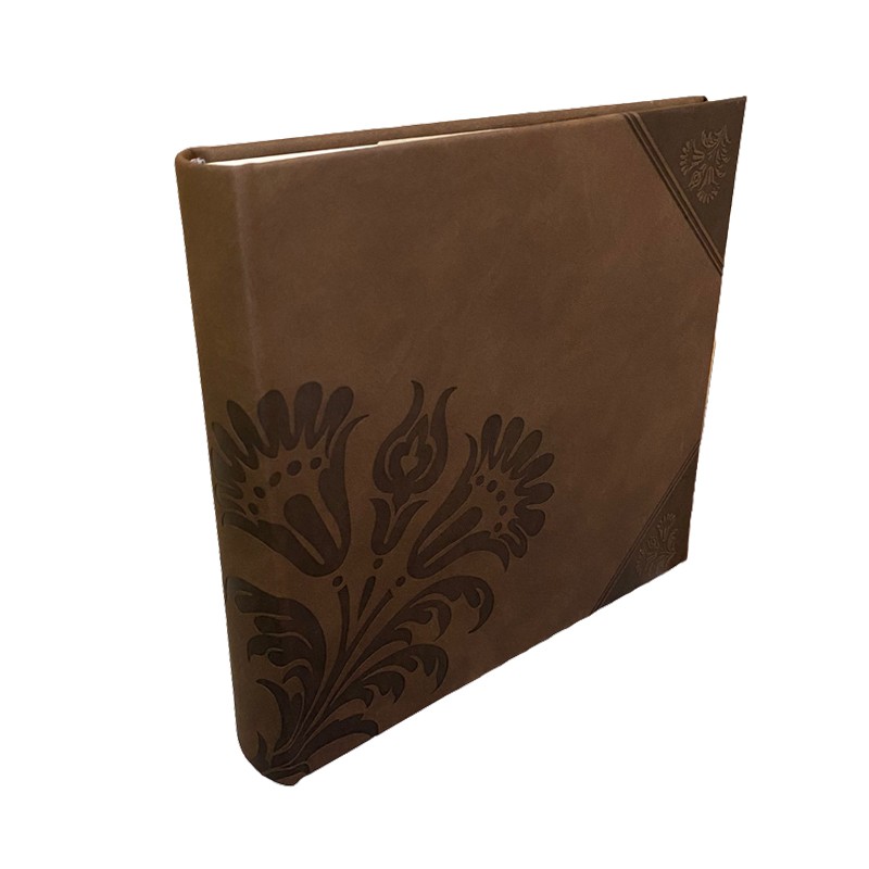 Album foto flower, stocare 200 poze 10x15 cm, coperta flori decorative, diverse culori culoare maro inchis