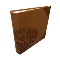 Album foto flower, stocare 200 poze 10x15 cm, coperta flori decorative, diverse culori culoare maro deschis