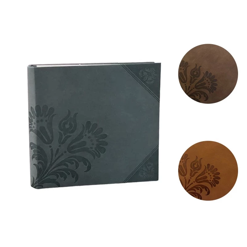 Album foto flower, stocare 200 poze 10x15 cm, coperta flori decorative, diverse culori culoare maro inchis