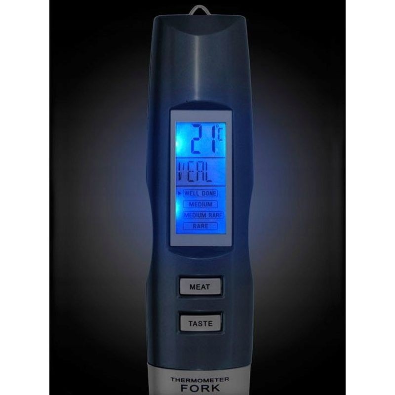 Termometru digital pentru carne, sonda tip furculita cu functie dubla, 6 tipuri carne, 4 nivele preparare, afisaj led