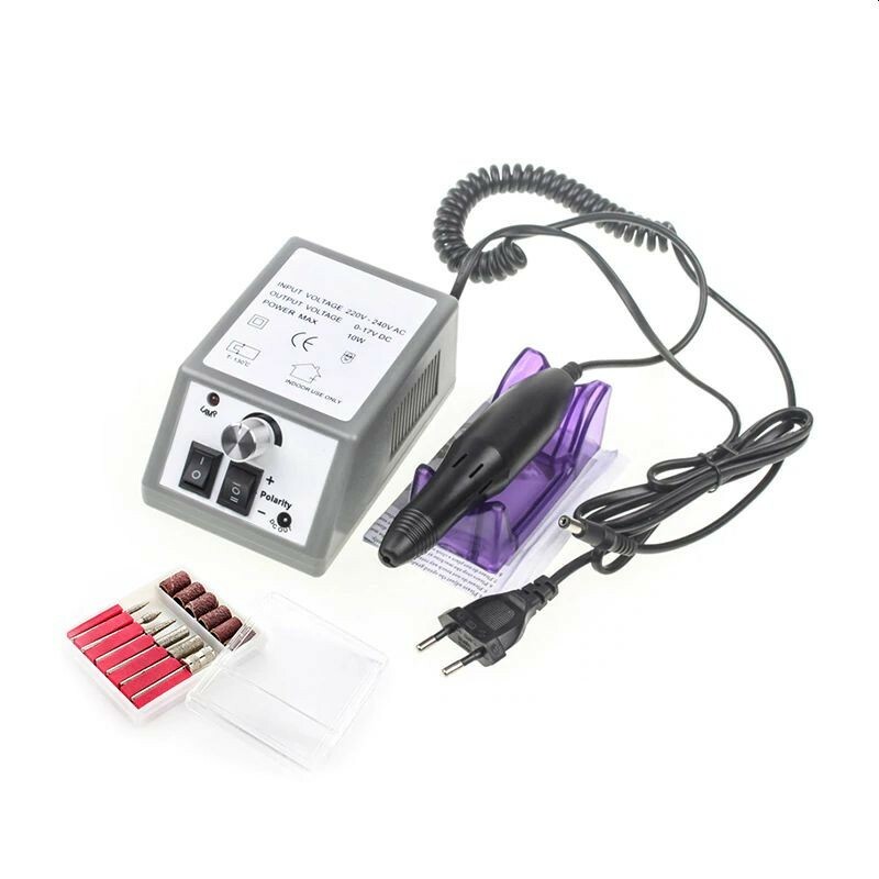 Pila electrica unghii 20.000 rpm, 20w, manichiura profesionala, 6 capete slefuire, directie dubla