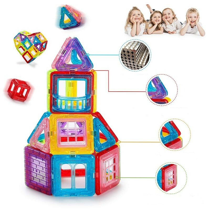 Set constructie magnetic, 106 piese, joc educativ si creativ, varsta 3+, procart