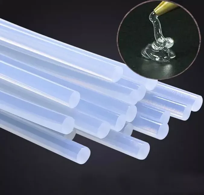 Batoane silicon rezerva pistol de lipit cu diametru 11 mm, transparente, set 50 bucati