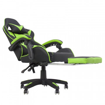 Scaun ergonomic gaming, spatar rabatabil, suport lombar, suport retractabil picioare, tetiera, inaltime reglabila 122-130 cm