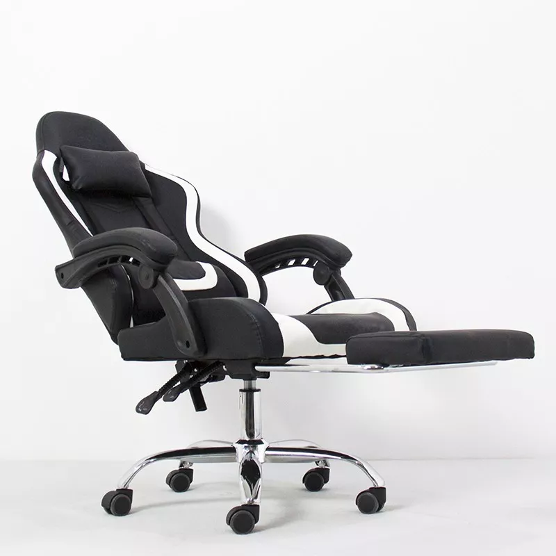 Scaun ergonomic pentru gaming, cotiere, tetiera, suport lombar, spatar rabatabil, suport picioare, inaltime reglabila