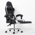 Scaun ergonomic pentru gaming, cotiere, tetiera, suport lombar, spatar rabatabil, suport picioare, inaltime reglabila