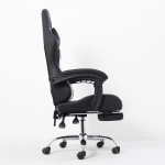 Scaun ergonomic pentru gaming, cotiere, tetiera, suport lombar, spatar rabatabil, suport picioare, inaltime reglabila