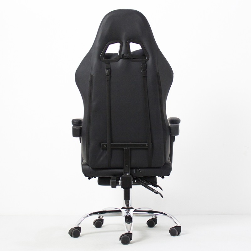 Scaun ergonomic pentru gaming, cotiere, tetiera, suport lombar, spatar rabatabil, suport picioare, inaltime reglabila