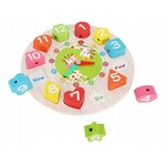Ceas educativ pentru copii, puzzle lemn cifre limba engleza, +3 ani