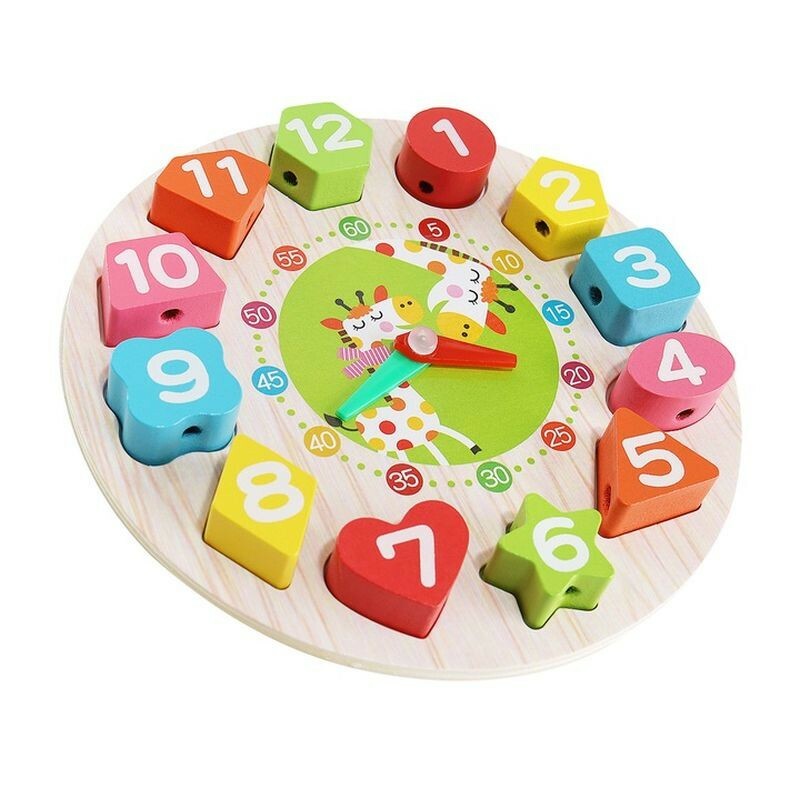 Ceas educativ pentru copii, puzzle lemn cifre limba engleza, +3 ani