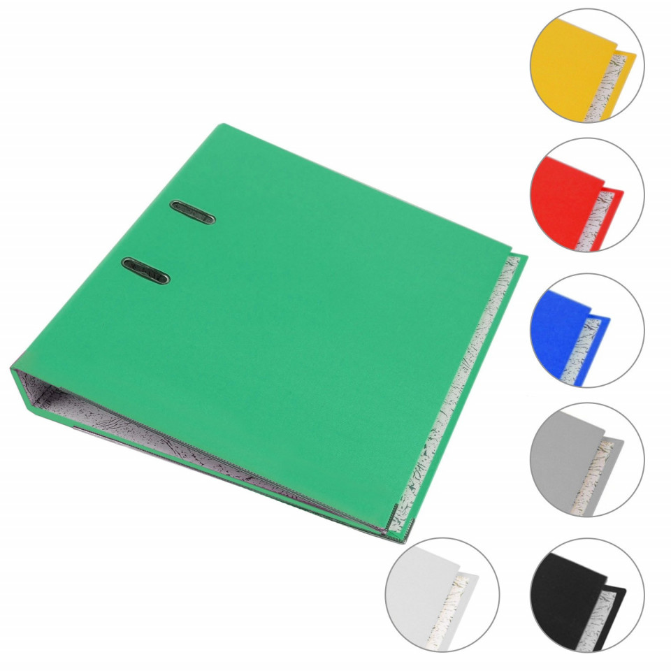 Biblioraft plastifiat, a4, latime cotor 5 cm, bordura metalica, diverse culori culoare negru