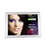 Rama click aluminiu a4, poster frame cu fixare perete, argintie