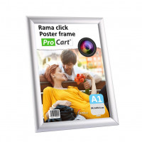 Rama click aluminiu format a1, afisare mesaje publicitare si afise de dimensiuni mari, fixare pe perete, argintie