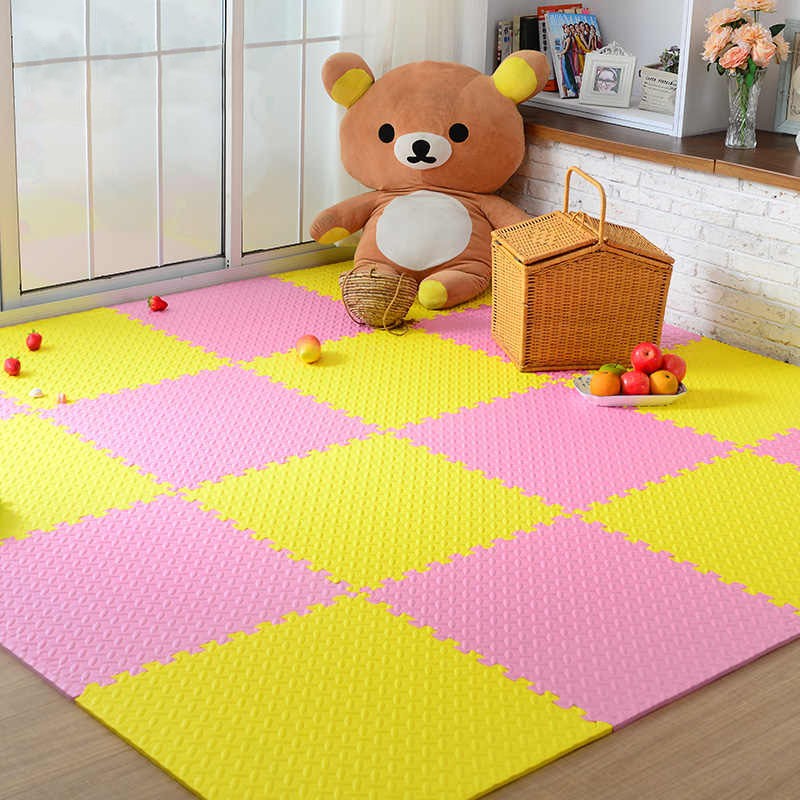 Covor puzzle xl, 60x60 cm, grosime 2 cm, spuma eva, 2 piese culoare galben