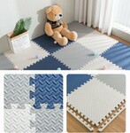 Covor puzzle xl, 60x60 cm, grosime 2 cm, spuma eva, 2 piese culoare albastru