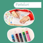 Trusa pentru pictura si desen, set creativ 208 piese, creioane, acuarele, carioci, suport desen, valiza transport, roz