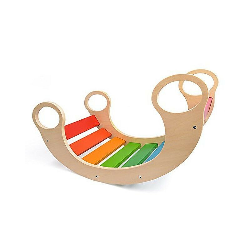Balansoar rocker din lemn, placa de echilibru, montessori, multicolor