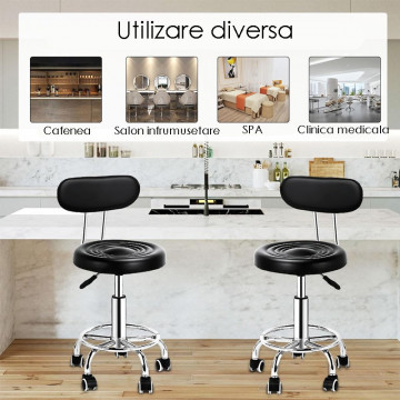 Set 2 scaune ergonomice fara manere, inaltime reglabila, baza cromata, polipropilena