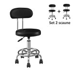 Set 2 scaune ergonomice fara manere, inaltime reglabila, baza cromata, polipropilena