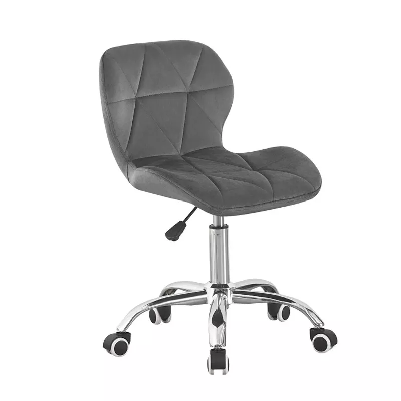 Scaun tapitat de birou, stil scandinav, baza cromata, inaltime reglabila, catifea, gri