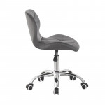 Scaun tapitat de birou, stil scandinav, baza cromata, inaltime reglabila, catifea, gri