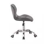 Scaun tapitat de birou, stil scandinav, baza cromata, inaltime reglabila, catifea, gri