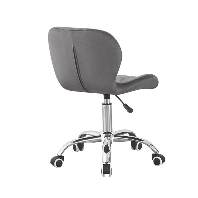 Scaun tapitat de birou, stil scandinav, baza cromata, inaltime reglabila, catifea, gri
