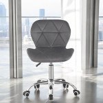 Scaun tapitat de birou, stil scandinav, baza cromata, inaltime reglabila, catifea, gri