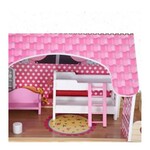 Casuta din lemn pentru papusi cu 12 accesorii mobilier, 3 nivele, 59x30x90 cm