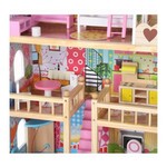 Casuta din lemn pentru papusi cu 12 accesorii mobilier, 3 nivele, 59x30x90 cm
