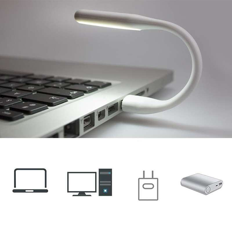 Mini lampa led portabila, 1.2w, brat flexibil, alimentare usb, alba, 16 cm