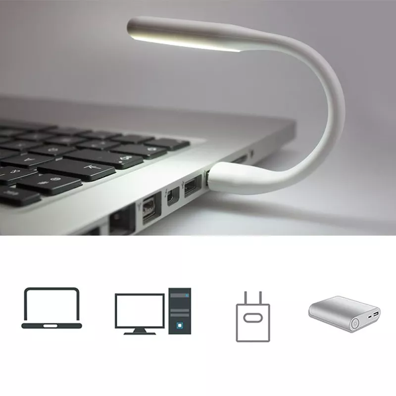 Mini lampa led portabila, 1.2w, brat flexibil, alimentare usb, alba, 16 cm