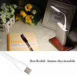 Mini lampa led portabila, 1.2w, brat flexibil, alimentare usb, alba, 16 cm
